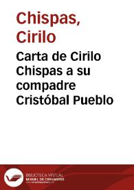 Portada:Carta de Cirilo Chispas a su compadre Cristóbal Pueblo