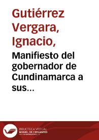 Portada:Manifiesto del gobernador de Cundinamarca a sus conciudadanos
