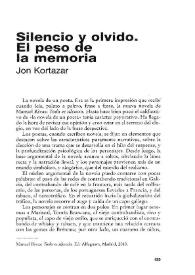 Silencio y olvido. El peso de la memoria / Jon Kortazar | Biblioteca Virtual Miguel de Cervantes
