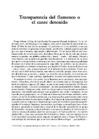 Portada:Transparencia del flamenco o el cante detenido / José María Velázquez-Gaztelu