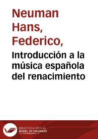 Portada:Introducción a la música española del renacimiento