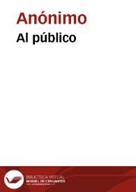 Al público | Biblioteca Virtual Miguel de Cervantes