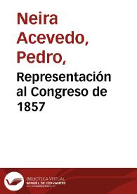 Portada:Representación al Congreso de 1857