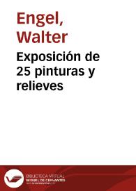 Exposición de 25 pinturas y relieves | Biblioteca Virtual Miguel de Cervantes