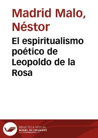 Portada:El espiritualismo poético de Leopoldo de la Rosa