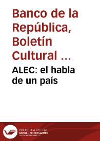 Portada:ALEC: el habla de un país