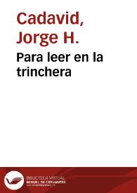 Portada:Para leer en la trinchera