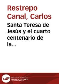 Portada:Santa Teresa de Jesús y el cuarto centenario de la reforma carmelitana
