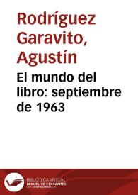 Portada:El mundo del libro: septiembre de 1963