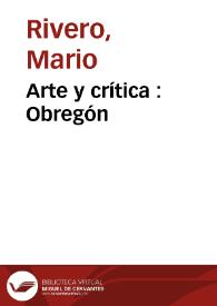 Portada:Arte y crítica : Obregón