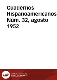 Portada:Cuadernos Hispanoamericanos. Núm. 32, agosto 1952