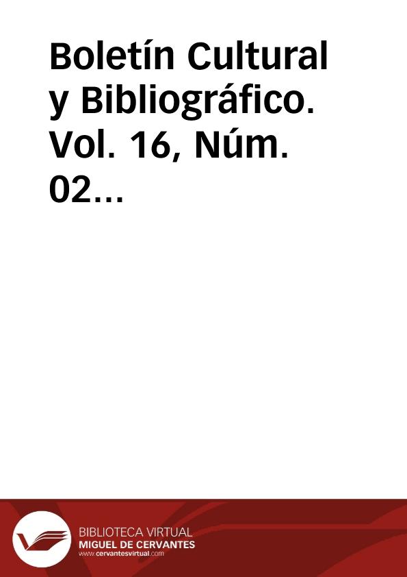 Boletín Cultural y Bibliográfico. Vol. 16, Núm. 02 (1979) | Biblioteca Virtual Miguel de Cervantes
