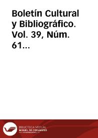 Portada:Boletín Cultural y Bibliográfico. Vol. 39, Núm. 61 (2002)