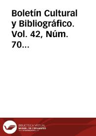 Portada:Boletín Cultural y Bibliográfico. Vol. 42, Núm. 70 (2005)