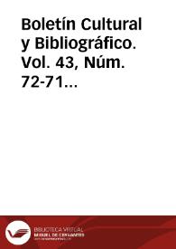 Portada:Boletín Cultural y Bibliográfico. Vol. 43, Núm. 72-71 (2006)