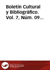 Portada:Boletín Cultural y Bibliográfico. Vol. 7, Núm. 09 (1964)