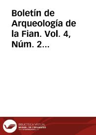 Portada:Boletín de Arqueología de la Fian. Vol. 4, Núm. 2 (1989)