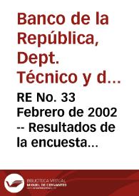 Portada:RE No. 33 Febrero de 2002 -- Resultados de la encuesta de expectativas de enero de 2002