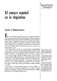 Portada:El ensayo español en la Argentina / Enrique Zuleta Álvarez