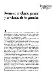 Portada:Rousseau: la voluntad general y la voluntad de los generales / Héctor Subirats