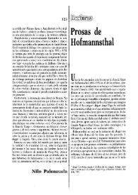 Portada:Prosas de Hofmannsthal / Rafael García Alonso
