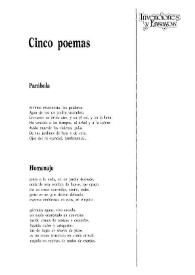 Cinco poemas / Edoardo Sanguinetti; traducción Patrizia Marruffi