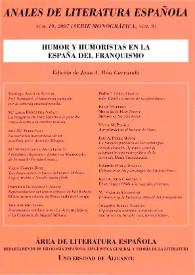 Portada:Anales de Literatura Española. Núm. 19, 2007