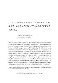 Portada:Discourses of Judaizing and Judaism in Medieval Spain / David Nirenberg