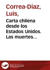 Portada:Carta chilena desde los Estados Unidos. Las muertes apócrifas de Pinochet