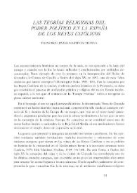 Portada:Las teorías religiosas del poder político en la España de los Reyes Católicos / Francisco Javier Martínez Medina