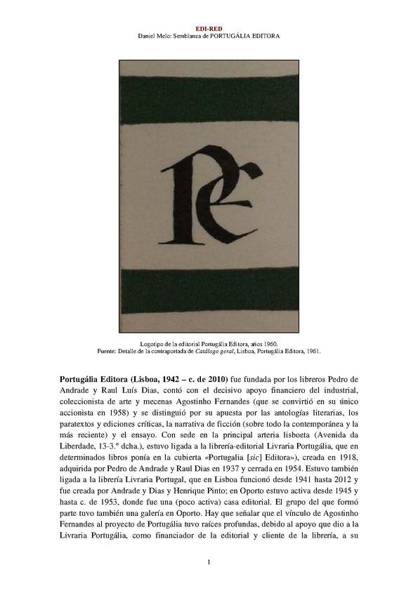  Portugália Editora (Lisboa, 1942-c. de 2010) [Semblanza] / Daniel Melo | Biblioteca Virtual Miguel de Cervantes