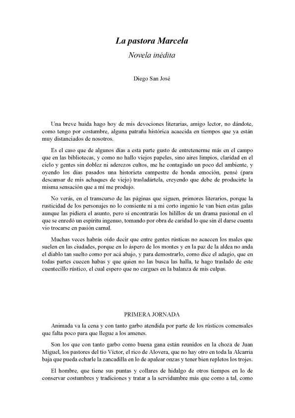 La pastora Marcela : novela inédita / Diego San José | Biblioteca Virtual Miguel de Cervantes