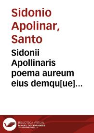 Portada:Sidonii Apollinaris poema aureum eius demqu[ue] epistole/ [Ioannis Baptistae pii bononiensis co[m]entarius