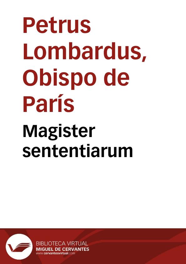 Magister sententiarum | Biblioteca Virtual Miguel de Cervantes