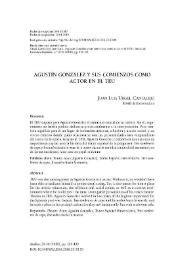 Agustín González y sus comienzos como actor en el TEU / Juan Luis Urgel Cantalejo | Biblioteca Virtual Miguel de Cervantes