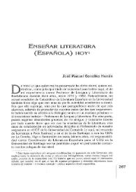 Enseñar Literatura (Española) hoy / José Manuel González Herrán | Biblioteca Virtual Miguel de Cervantes