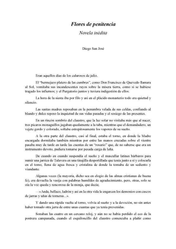 Flores de penitencia : novela inédita / Diego San José | Biblioteca Virtual Miguel de Cervantes