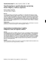 Más información sobre Transformaciones constitucionales en Bolivia: Estado indígena y conflictos regionales / Franco Gamboa Rocabado