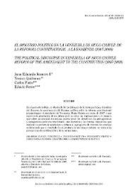 Más información sobre El discurso político en la Venezuela de Hugo Chávez: de la reforma constitucional a la enmienda (2007-2009) / Juan Eduardo Romero, Yessica Quiñonez, Carlos Pinto y Eduvio Ferrer
