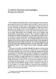 Portada:La novela francesa contemporánea: formas del retorno / Dominique Viart; traducción Blas Matamoro