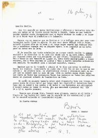 Más información sobre Carta de Ramón J. Sender a Camilo José Cela. 16 de julio de 1976