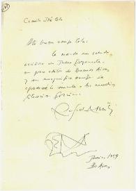 Portada:Carta de Rafael Alberti a Camilo José Cela. Buenos Aires, junio de 1959
