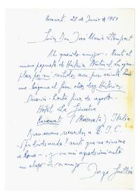 Carta de Jorge Guillén a José María Llompart. Recanati, 28 de junio de 1960
 | Biblioteca Virtual Miguel de Cervantes