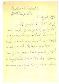 Portada:Carta de Jorge Guillén a Camilo José Cela. Santiago de Compostela, 31 de agosto de 1964

