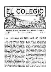 Portada:El Colegio : Revista de los Antiguos y Actuales Alumnos. Núm. 11, agosto de 1926