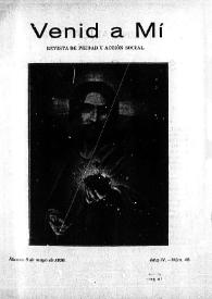 Portada:Venid a Mí : revista de piedad y acción social. Núm. 48, 8 de mayo de 1920