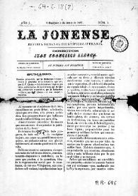 La Jonense : revista semanal científico-literaria. Núm. 1, 4 de junio de 1882 | Biblioteca Virtual Miguel de Cervantes