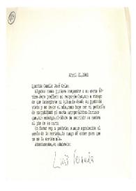 Portada:Carta de Luis Cernuda a Camilo José Cela. México, 21 de abril de 1961
