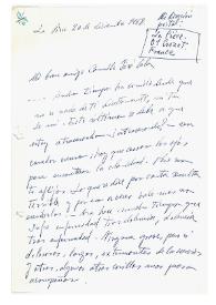 Carta de María Zambrano a Camilo José Cela. Crozet-par-Gex, Francia, 20 de diciembre de 1968
 | Biblioteca Virtual Miguel de Cervantes