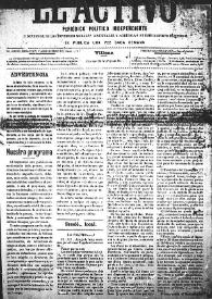 El Activo : Periódico Político Independiente y Defensor de los Intereses Morales, Materiales y Agrícolas de este Distrito Electoral